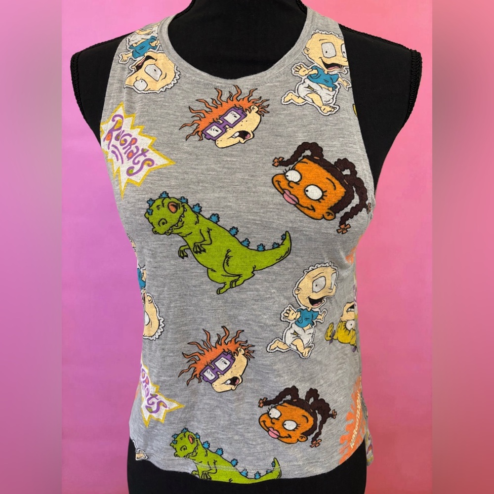 Rugrats Nickelodeon Gray Graphic Racerback Tank Top - Size Small
